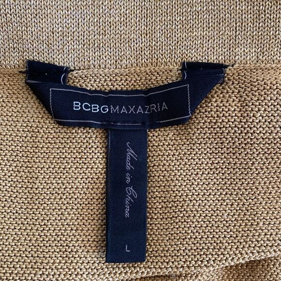 BCBG Gold Metallic Sweater Knit Halter Midi Dress Size Large - Picture 9 of 13